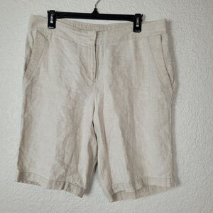NWOT Eileen Fisher Women's 100% Organic Linen Shorts Oatmeal Lightweight Medium